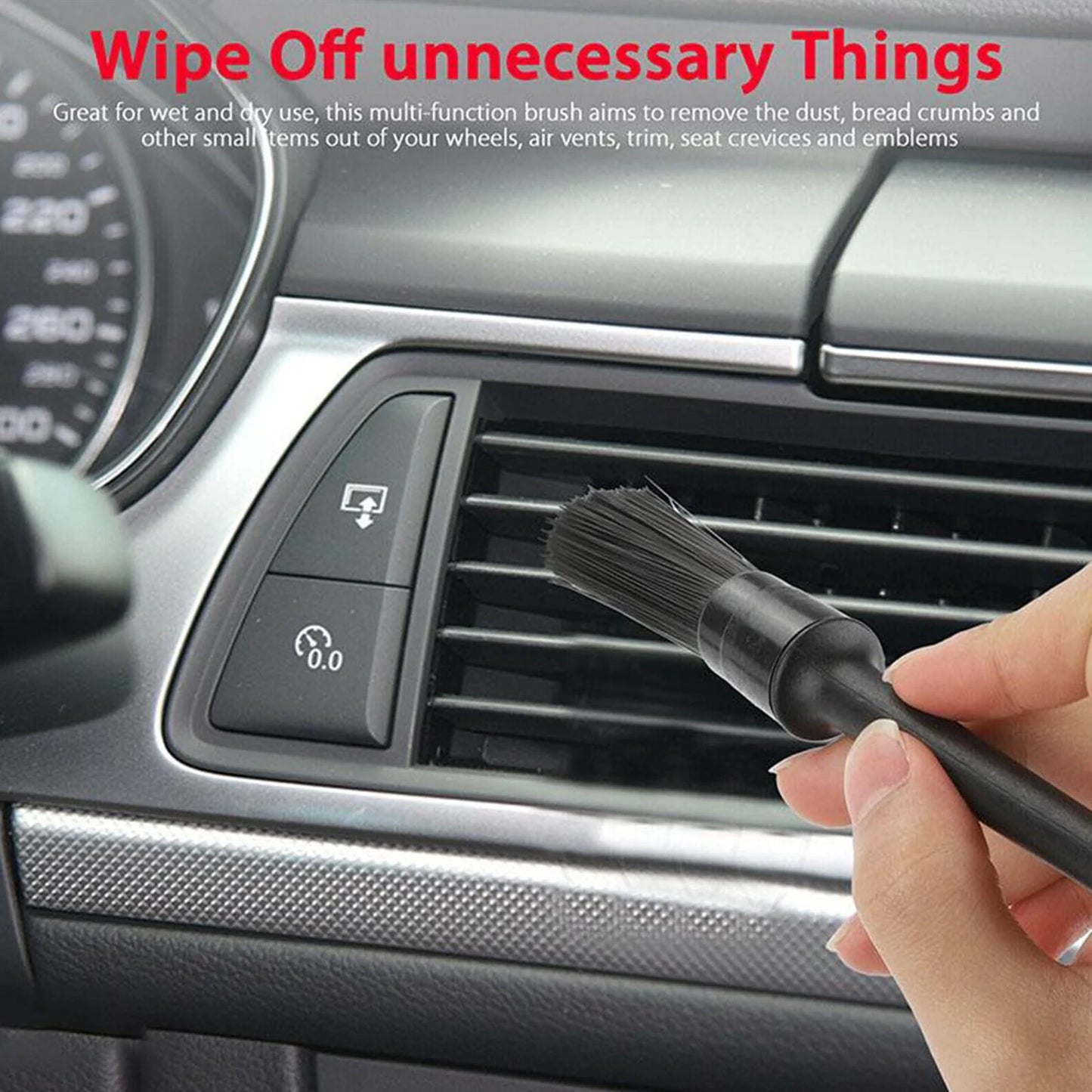 5PC Auto Detailing Brush Set Boar Hair for Wheels & Interiors