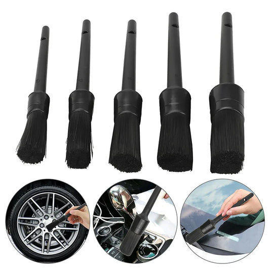 5PC Auto Detailing Brush Set Boar Hair for Wheels & Interiors